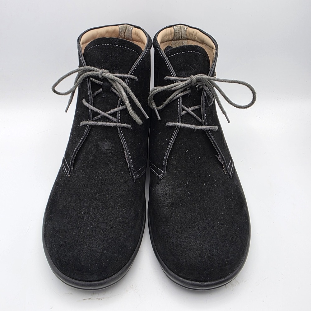Finn Comfort Boots Mostar Womens 6.5 Black Nubuck Leather‎ Ankle Comfort Lace Up - Picture 2 of 11